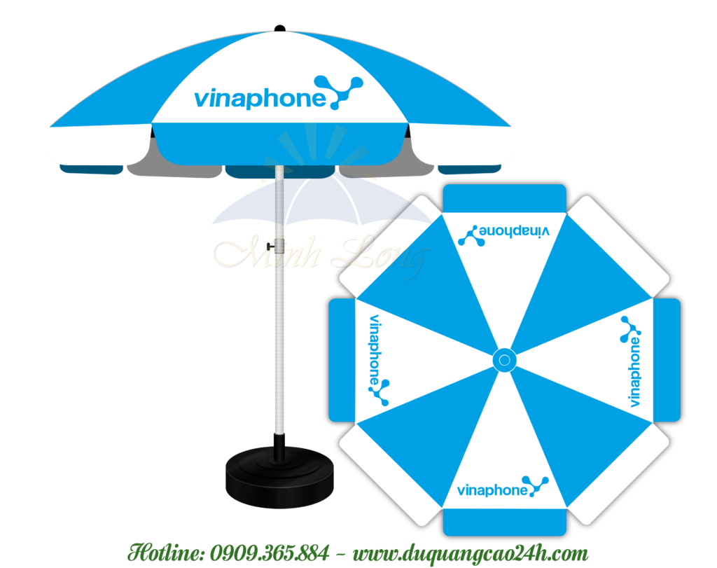 Dù quảng cáo ở Vĩnh Long - mẫu dù quảng cáo thương hiệu Vinaphone